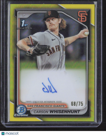 2024 Topps Bowman Chrome Carson Whisenhunt #CPA-CW Yellow Refractor /75 1st Bowman