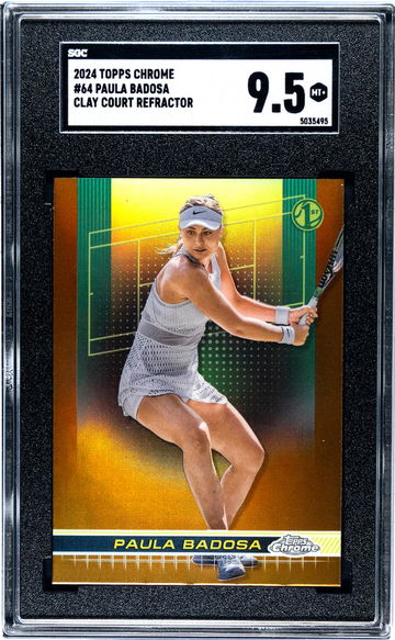 2024 Topps Chrome Clay Court Refractor Paula Badosa #64 SGC 9.5