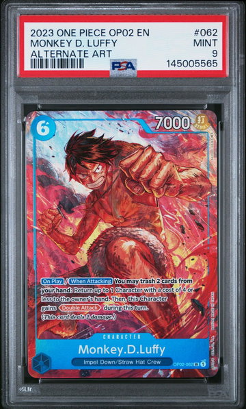 2023 One Piece Paramount War Alternate Art Monkey D. Luffy #OP02-062 PSA 9