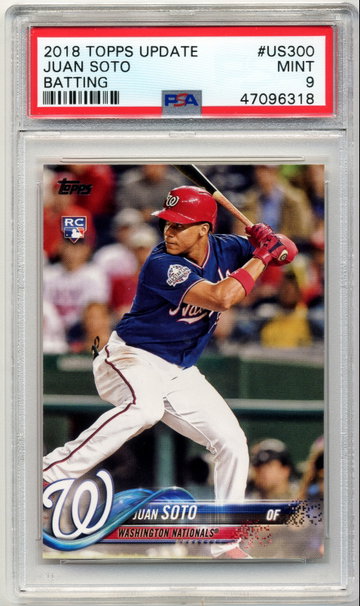 2018 TOPPS UPDATE JUAN SOTO ROOKIE #US 300 BATTING GRADED MINT PSA 9 RC BATTING