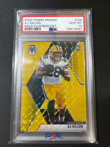 2020 Mosaic AJ Dillon Gold Fluorescent /20 Packers #226 PSA 10