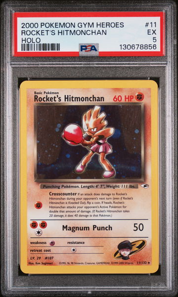 2000 Pokemon Gym Heroes Holo Rocket's Hitmonchan #11 PSA 5