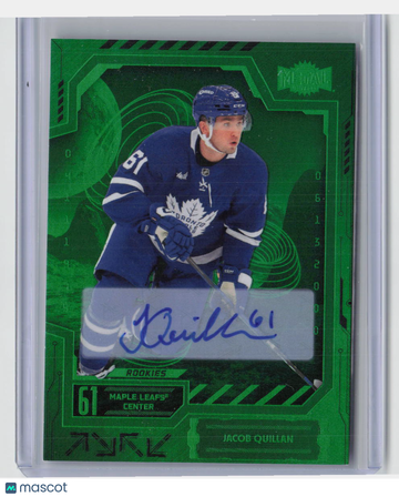 2025-26 SkyBox Metal Universe Hockey Jacob Quillan #102 Green Auto /10 Rookie
