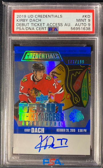 2019 UD credentials Kirby Dach debut ticket Blue Auto /199 