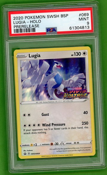 2020 Pokemon Sword and Shield Black Star Promos Vivid Voltage Prerelease Holo Lugia #SWSH069 PSA 9