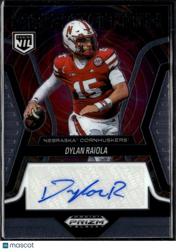 Dylan Raiola 2026 Panini Prizm Black Prizmatrix Signatures Autograph Auto Nebraska Cornhuskers