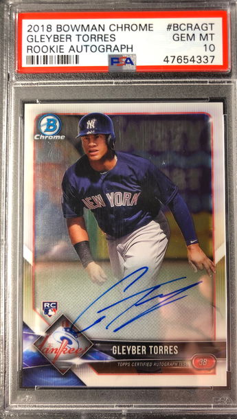 2018 Bowman Chrome Gleyber Torres Rookie RC Auto PSA 10