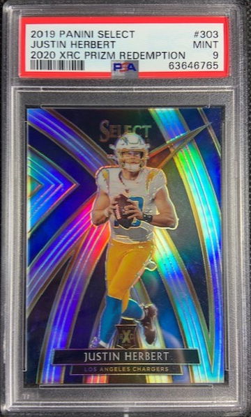 2019 Select Justin Herbert XRC Rookie #303 Silver Prizm Redemption PSA 9 MINT 