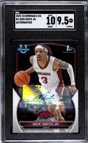 2022 Bowman U Nick Smith Jr. #1 Auto SGC 9.5 Auto 10