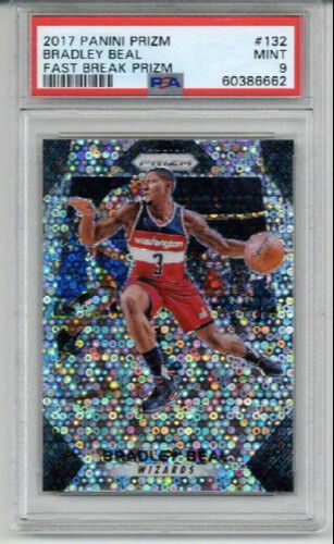 2017 PANINI PRIZM FAST BREAK PRIZM #132 BRADLEY BEAL CARD WIZARDS PSA 9 LOW POP