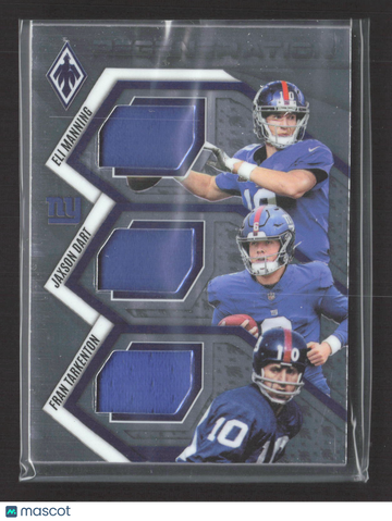 2025 Panini Phoenix Regeneration Fran Tarkenton Jaxson Dart Eli Manning #RGN-NYG /299 Triple Memorabilia