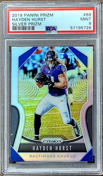2019 HAYDEN HURST Panini SILVER Prizm PSA 9 POP 1 Rookie #69 Carolina Panthers 