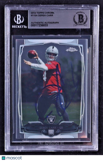 2014 Topps Chrome Derek Carr #115A Rookie BAS