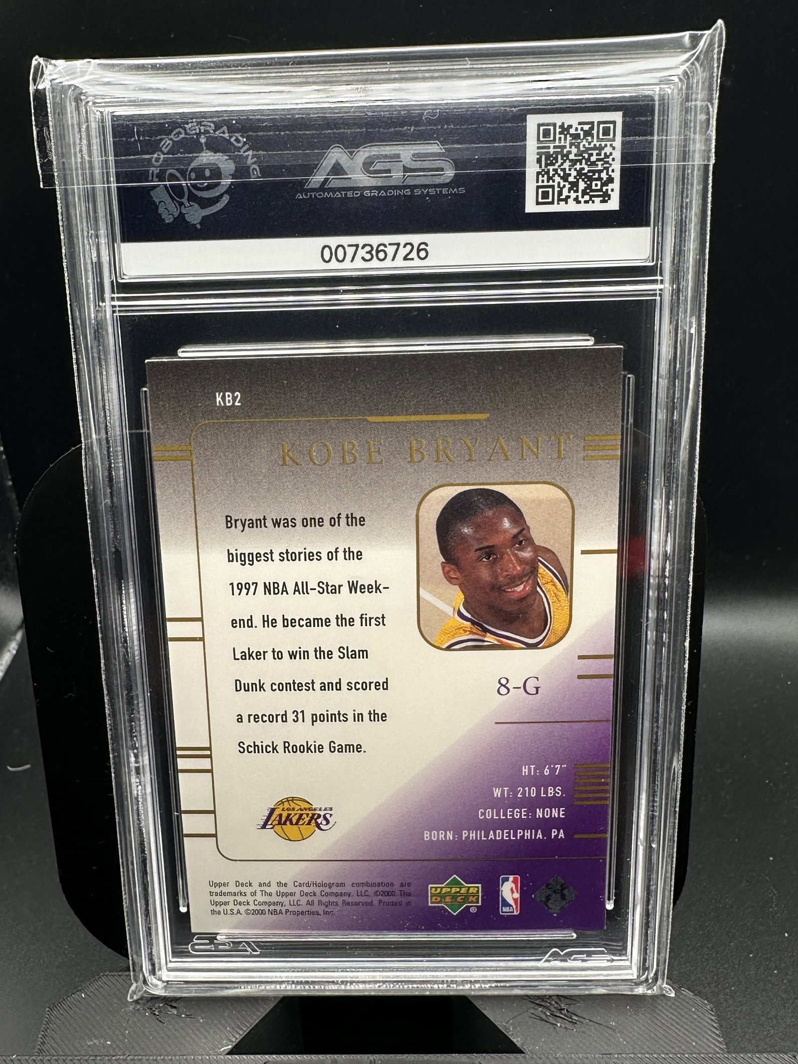 【中古美品】希少  KOBE2 AllStar 2000年台前半品 Kobe Bryant 2000 Upper Deck 21st National Set #KB2 Los Angeles