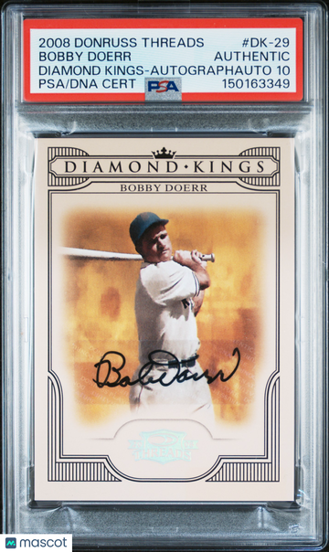 2008 Donruss Threads Bobby Doerr #DK-29 Diamond Kings Autograph /250 Autograph Short Print Parallel/Variety HOF PSA A Au
