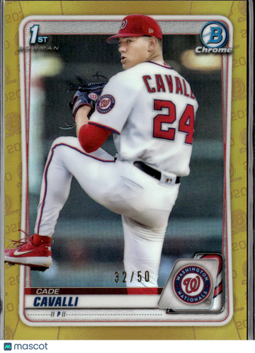 2020 Bowman Chrome Cade Cavalli #BD-24 Yellow Refractor /3 1st Bowman