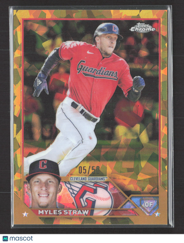 2023 Topps Chrome Sapphire Edition Myles Straw #474 Orange 05/50