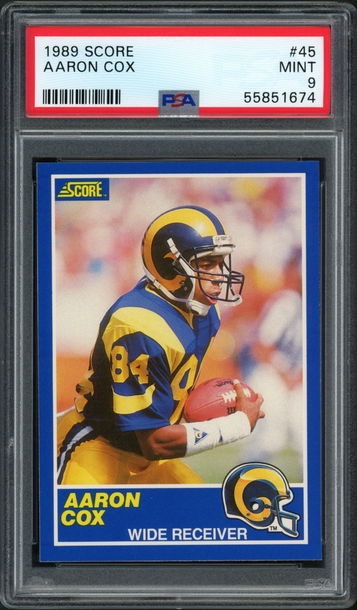 1989 Score Aaron Cox RC #45 PSA 9 - Los Angeles Rams