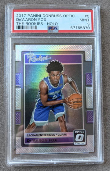 2017 Donruss Optic The Rookies HOLO PRIZM De'Aaron Fox #5 PSA 9 Rookie RC Kings