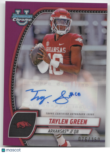 2024 Topps Bowman University Chrome Football Taylen Green #PA-TGR Purple Refractor /150
