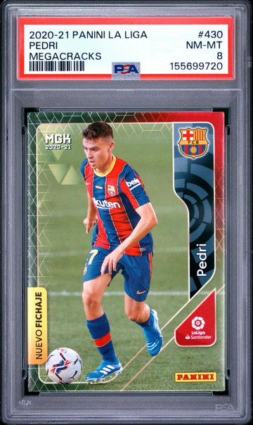 2020 Panini Megacracks La Liga Nuevo Fichaje Pedri #430 PSA 8
