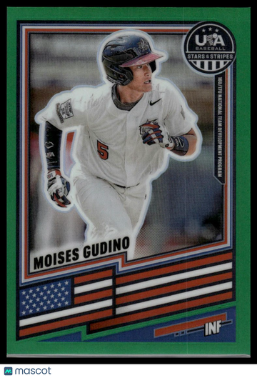 2026 Panini Stars & Stripes Prizm USA Baseball Moises Gudino #135 Green