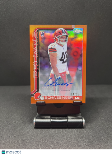 2025 CHROME CARSON SCHWESINGER TRUE ORANGE REFRACTOR AUTO /25 RC ROOKIE