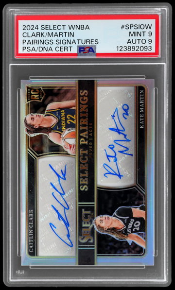 2024 Panini Select Wnba Caitlin Clark/kate Martin Select Pairings Signatures PSA 9 RC AUTO