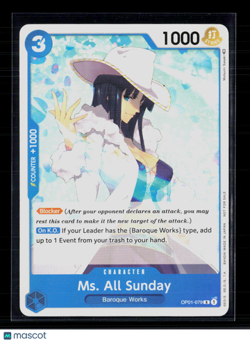 2022 Bandai One Piece Card Game Romance Dawn Ms. All Sunday Holo Blocker On K.O. Promo