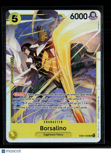 2024 Bandai One Piece Card Game Extra Booster Memorial Collection Borsalino Super Rare Parallel On Play Blocker