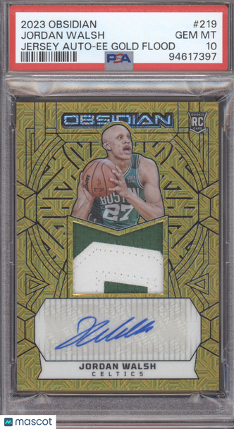 2023 Panini Obsidian Jordan Walsh #219 Jersey Auto Ee Gold Flood 6/10 PSA 10