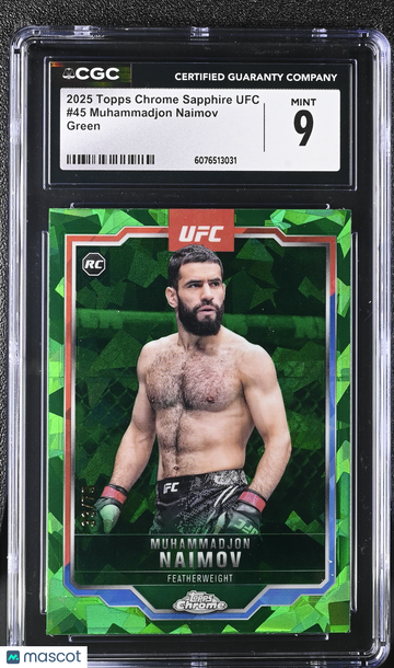 2025 Topps Chrome Sapphire UFC Muhammadjon Naimov #45 Green /75 CGC 9
