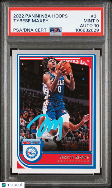 2022 Panini NBA Hoops Tyrese Maxey #31 PSA 9 Auto 10