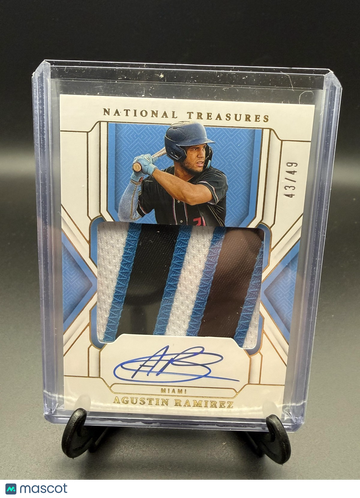 2025 Panini National Treasures Agustin Ramirez #TMS-AR Treasured Material Signatures Gold SN MEM AU