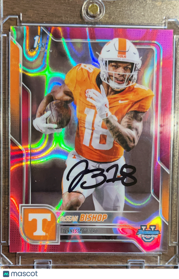 2025 Bowman Chrome University Football Card Pink Wave Refractor #67 1st Bowman Auto DeSean Bishop
