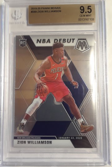 Zion Williamson 2019-20 Mosaic NBA Debut Rookie Card BGS 9.5 Gem Mint #269.