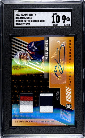2021 Panini Zenith #85 Mac Jones Rookie Patch Dual Autographs Bronze 25/50