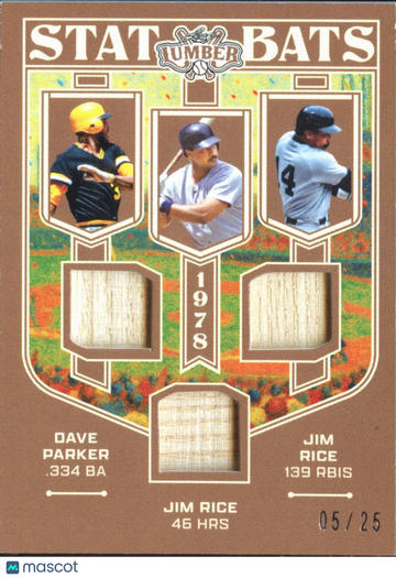 Dave Parker Jim Rice 2025 Leaf Lumber Stat Bats Game-Used Bat Relic /25 Pittsburgh Pirates Boston Red Sox