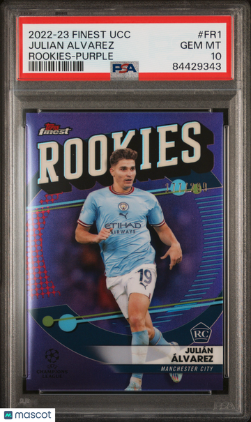 2022-23 Topps Finest UEFA Club Competitions Finest Rookies Julian Alvarez #FR1 Purple Refractor PSA 10