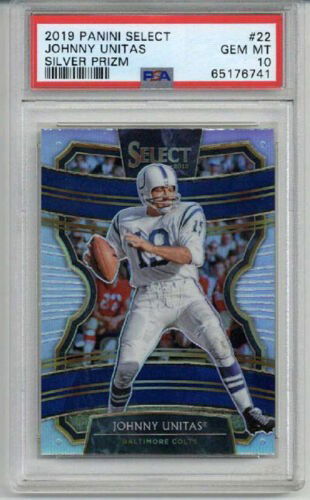 2019 PANINI SELECT SILVER PRIZM #22 JOHNNY UNITAS CARD COLTS PSA 10 LOW POP