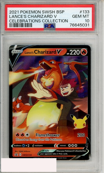 2021 POKEMON SWSH BSP LANCES CHARIZARD V #133 CELEBRATIONS COLL PSA 10 GEM MT