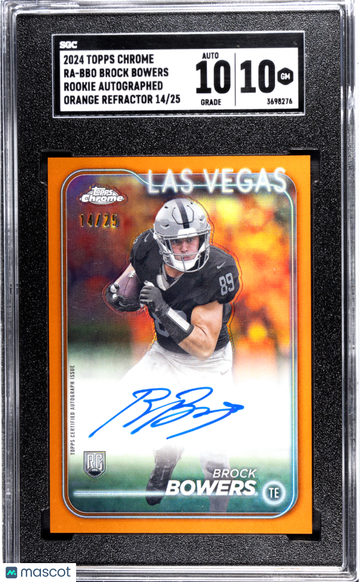 2024 Topps Chrome BROCK BOWERS #RA-BBO Rookie Autograph Orange Refractor SGC 10 Auto 10