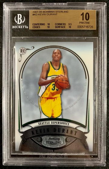 BGS 10 Kevin Durant ROOKIE RC 2007-08 Bowman Sterling #KD - DHL Express Air 5-6 Days with Tracking from Overseas