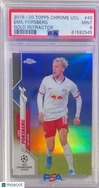 2019 Topps Chrome UEFA Champions League Emil Forsberg #40 Gold Refractor PSA 9