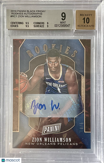 2019 Panini Black Friday Rookies Autographs Zion Williamson #/5 BGS 9/10 Auto