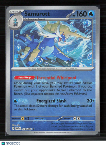 2025 Scarlet & Violet White Flare Samurott Holo Rare #23/86
