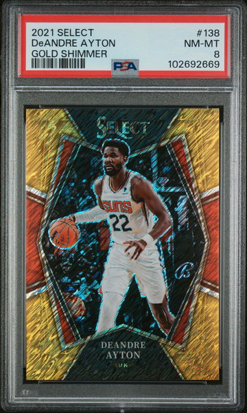 2021 Panini Select Gold Shimmer Deandre Ayton #138 Premier Level /10 PSA 8