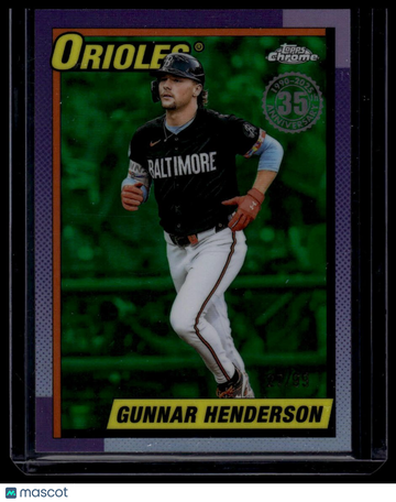 2025 Topps Chrome Gunnar Henderson #90CB-3 1990 Topps Baseball 35th Anniversary Green Refractors SN
