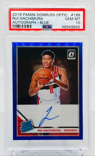 Rui Hachimura #/49 Optic Blue Holo Auto RC PSA 10 