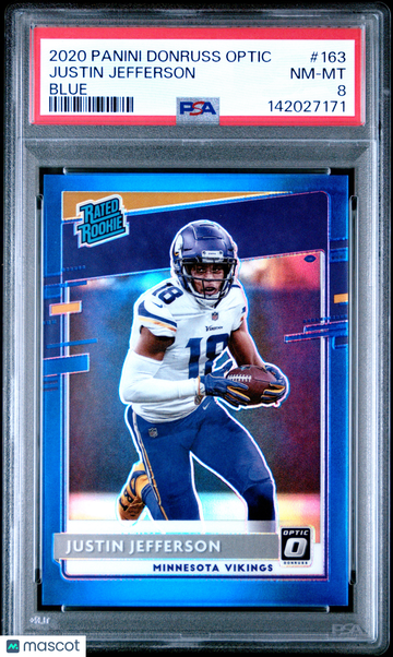 2020 Panini Donruss Optic Justin Jefferson #163 Blue PSA 8